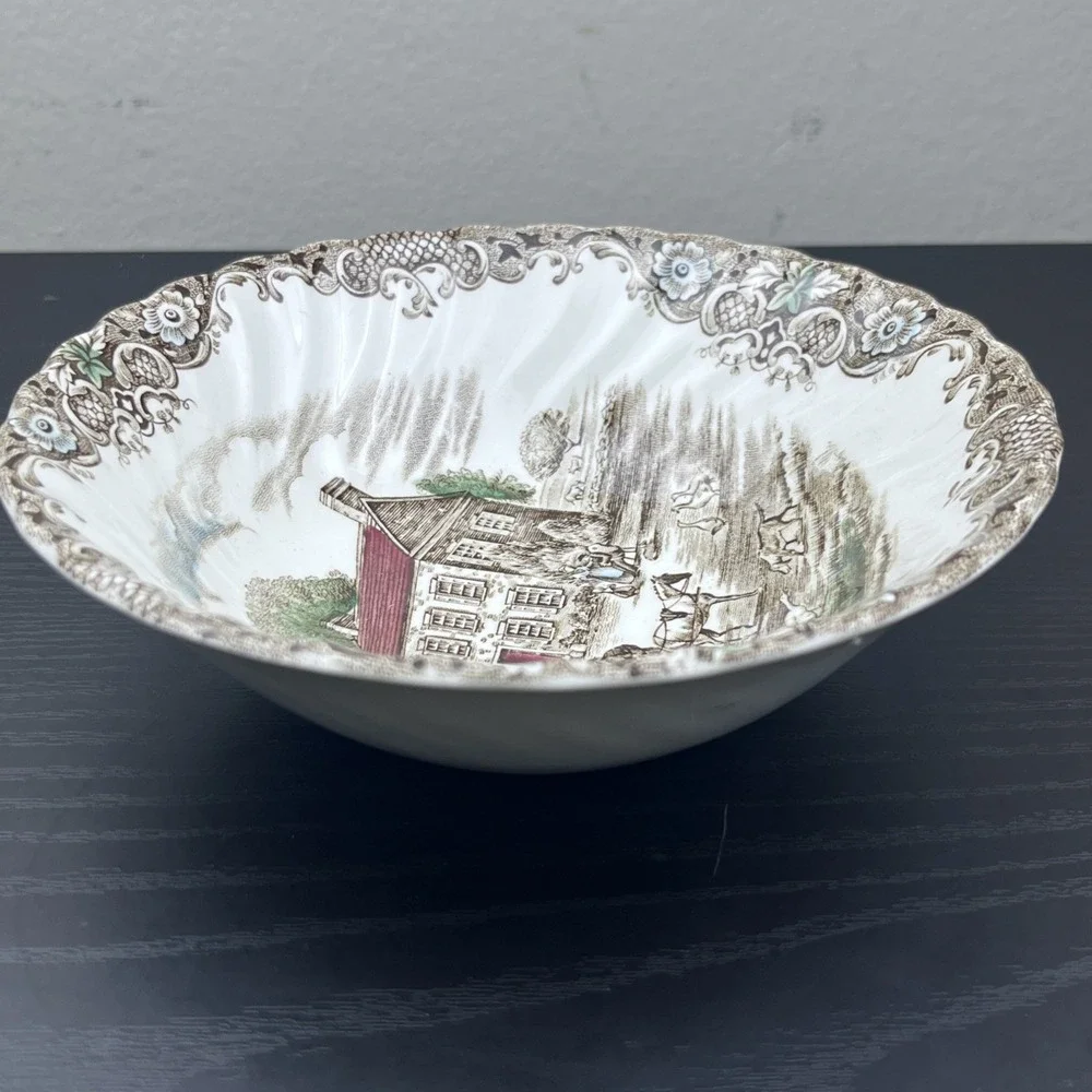 Vintage Folk Art England Tea Cup Floral Interior Rim Design‎ Bone China